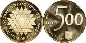 ISRAEL. 500 Lirot, JE 5735/1975. Utrecht Mint. NGC PROOF-66 Ultra Cameo.
Fr-13; KM-83. AGW: 0.5787 oz.

1975年以色列 500 利羅特金幣。
金重0.5787盎司。 

Estima...