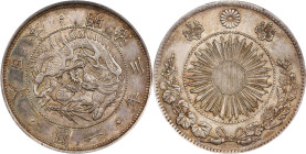 JAPAN. Yen, Year 3 (1870). Osaka Mint. Mutsuhito (Meiji). PCGS MS-62.
KM-Y-5.1; JNDA-01-09; JC-09-9-1. Type I, with border. This Yen delivers good ey...