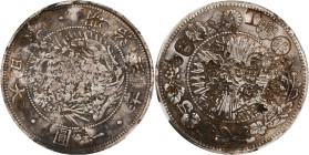 JAPAN. Yen, Year 3 (1870). Osaka Mint. Mutsuhito (Meiji). NGC--Chopmarked.
KM-Y-28.1; JNDA-01-09A; JC-09-9-1. "Gin" countermark to right. 

日本明治三年一...