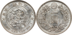 JAPAN. Yen, Year 26 (1893). Osaka Mint. Mutsuhito (Meiji). PCGS MS-61.
KM-Y-A25.3; JNDA 01-10A; JC-09-10-2. 

日本明治二十六年一圓銀幣。大阪造幣廠。

Estimate: $400...