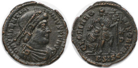 Römische Münzen, MÜNZEN DER RÖMISCHEN KAISERZEIT. Valentinianus I. (364-375 n. Chr). AE. (2,65 g. 18,5 mm) Vs.: DN VALENTINIANVS PF AVG, Drapierte, kü...
