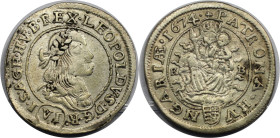 RDR – Habsburg – Österreich, RÖMISCH-DEUTSCHES REICH. Österreich-Ungarn. Leopold I. (1657-1705). 6 Kreuzer 1674 KB. Sehr schön+