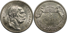 RDR – Habsburg – Österreich, KAISERREICH ÖSTERREICH. Österreich-Ungarn. Franz Joseph I. 2 Korona 1912 KB. 10,0 g. 0.835 Silber. 0.27 OZ. KM 493. Fast ...