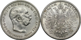 RDR – Habsburg – Österreich, KAISERREICH ÖSTERREICH. Österreich-Ungarn. Franz Joseph I. (1848-1916). 2 Kronen 1912. Silber. Jaeger 408. Fast Stempelgl...