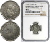 Weltmünzen und Medaillen, Algerien / Algeria. 50 Centimes ND (1915). Chambre de Commerce de Bone. Kupfer-Nickel. KM TnB6, Lec-217. NGC MS 65