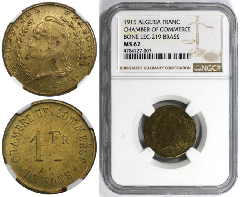 Weltmünzen und Medaillen, Algerien / Algeria. 1 Franc 1915. Chambre de Commerce ...