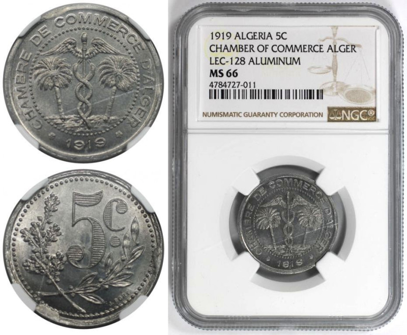Weltmünzen und Medaillen, Algerien / Algeria. 5 Centimes 1919. Chambre de Commer...