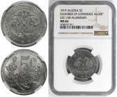 Weltmünzen und Medaillen, Algerien / Algeria. 5 Centimes 1919. Chambre de Commerce d'Alger. Lec # 128. Aluminium. KM TnA1. NGC MS 66
