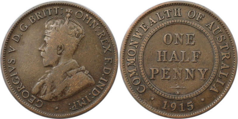 Weltmünzen und Medaillen, Australien / Australia. George V. 1/2 Penny 1915 H. Br...