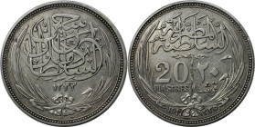 Weltmünzen und Medaillen, Ägypten / Egypt. Hussein Kamil (1914-1917). 20 Piastres 1917. Silber. KM 321. Fast Vorzüglich