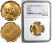Weltmünzen und Medaillen, Ägypten / Egypt. Fuad I. 100 Piastres 1922 (AH 1340), London. Gold. KM 341, Fr-28. NGC MS 62