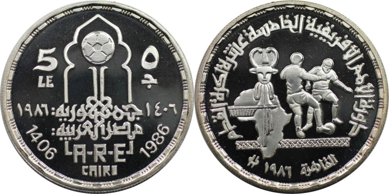 Weltmünzen und Medaillen, Ägypten / Egypt. XV. Afrikanischer Nationen-Pokal. 5 P...