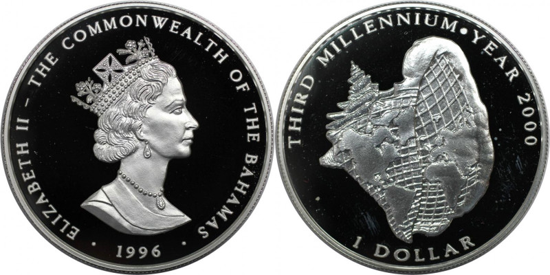 Weltmünzen und Medaillen, Bahamas. Drittes Millennium. 1 Dollar 1996. 31,18 g. 0...