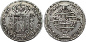 Weltmünzen und Medaillen, Brasilien / Brazil. Johann VI. (1802-1822). 960 Reis 1810 B, Bahia. Silber. KM 307. Sehr schön