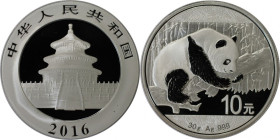 Weltmünzen und Medaillen, China. Panda. 10 Yuan 2016. Silber. 30,0 g. Polierte Platte