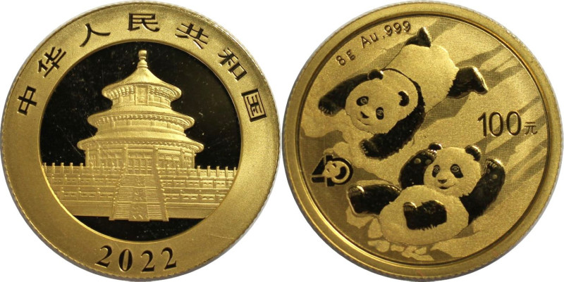 Weltmünzen und Medaillen, China. 40. Jahrestag der Panda-Prägung. 100 Yuan 2022....
