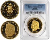 Weltmünzen und Medaillen, Guinea. 10. Jahrestag der Unabhängigkeit - Echnator. 5000 Francs 1970. Gold. 0.58 OZ. KM 33. PCGS PR 66 DCAM
