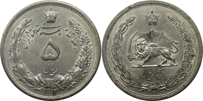 Weltmünzen und Medaillen, Iran. Reza Shah Pahlavi. 5 Rials 1933 (SH 1312). Silbe...