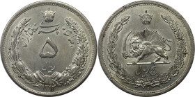 Weltmünzen und Medaillen, Iran. Reza Shah Pahlavi. 5 Rials 1933 (SH 1312). Silber. KM 1131. Stempelglanz