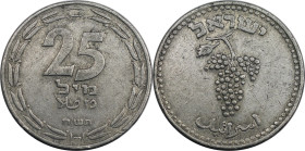 Weltmünzen und Medaillen, Israel. Weintrauben - 1. Münze des Staates Israel. 25 Mils 1948. Aluminium. KM 8. Sehr schön