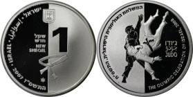 Weltmünzen und Medaillen, Israel. Judo in Israel - RS: der Gürtel. 1 New Sheqel 2007, Silber. 0.43 OZ. KM 426. Proof Like. Auflage nur 1160 Stück