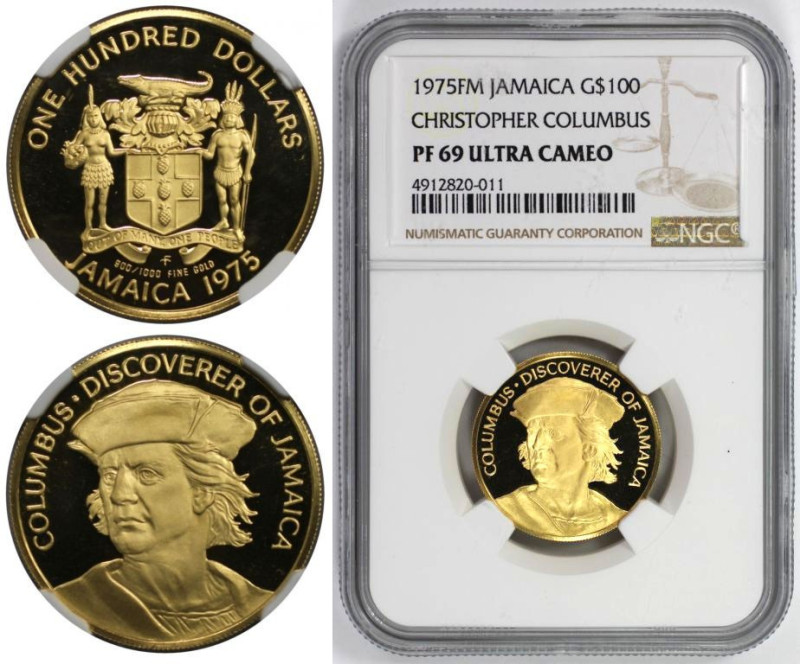 Weltmünzen und Medaillen, Jamaika / Jamaica. Christoph Kolumbus. 100 Dollars 197...