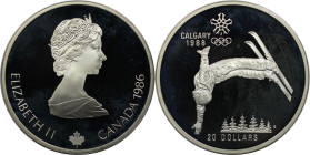 Weltmünzen und Medaillen, Kanada / Canada. XV. Olympische Winterspiele, Calgary 1988 - Trick-Ski. 20 Dollars 1986. 33,63 g. 0.925 Silber. 1 OZ. KM 151...