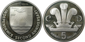 Weltmünzen und Medaillen, Kiribati. 2. Jahrestag der Unabhängigkeit bzw. 5 Dollars 1981. 28,60 g. 0.925 Silber. 0.85 OZ. KM 10a. Polierte Platte