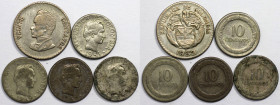 Weltmünzen und Medaillen, Kolumbien / Colombia. 4 x 10 Centavos 1947-1951, 20 Centavos 1953. Lot von 5 Münzen. Bild ansehen Lot