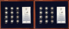 Weltmünzen und Medaillen, Liberia, Lots und Sammlungen. Set 12 Silbergedenkmünzen Fußball-Stadion 2006. München, Stuttgart, Kaiserslautern, Dortmund, ...