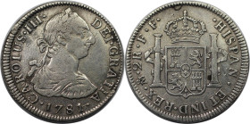 Weltmünzen und Medaillen, Mexiko / Mexico. Spanische Kolonie. Charles III. 2 Reales 1781 FF. Silber. KM 88.2. Sehr schön