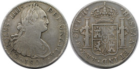 Weltmünzen und Medaillen, Mexiko / Mexico. Carlos IV. (1788-1808). 8 Reales 1808 Mo, Mexiko. Silber. AC 988. Sehr schön