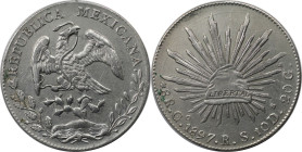 Weltmünzen und Medaillen, Mexiko / Mexico. 8 Reales 1897 Go RS. Silber. KM 377.8. Vorzüglich-stempelglanz