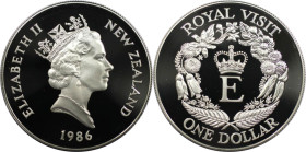 Weltmünzen und Medaillen, Neuseeland / New Zealand. Königlicher Besuch. 1 Dollar 1986. 27,22 g. 0.925 Silber. 0.81 OZ. KM 56a. Polierte Platte