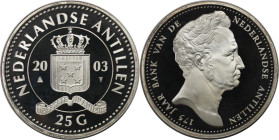 Weltmünzen und Medaillen, Niederländische Antillen / Netherlands Antilles. 175. Jahrestag der Zentralbank der Niederlande. 25 Gulden 2003. 25,0 g. 0.9...