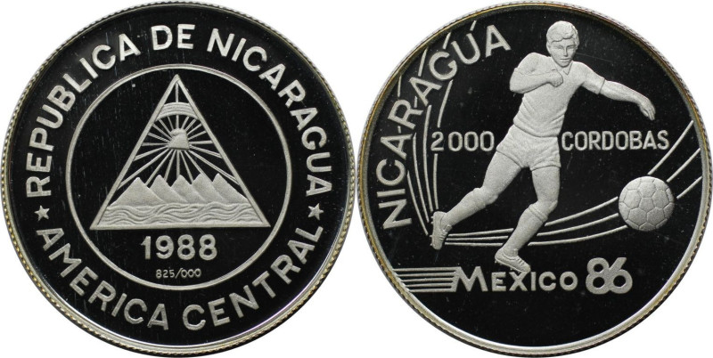 Weltmünzen und Medaillen, Nicaragua. "FIFA Fussball-Weltmeisterschaft 1986". 200...