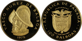 Weltmünzen und Medaillen, Panama. Vasco Nunez de Balboa. 100 Balboas 1975. 0.900 Gold. 8,47 g. Fr. 1. Polierte Platte