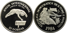 Weltmünzen und Medaillen, Saint thomas and prince islands. Internationale Spiele - Gymnast. 20 Dobras 1984, Kupfer-Nickel. KM X#M1. Polierte Platte