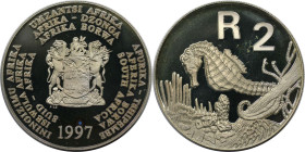 Weltmünzen und Medaillen, Südafrika / South Africa. "Seepferdchen". 2 Rand 1997. 33,63 g. 0.925 Silber. 1.0 OZ. KM 175. Polierte Platte