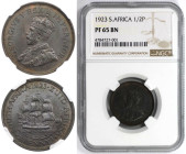 Weltmünzen und Medaillen, Südafrika / South Africa. George V. 1/2 Penny 1923. Bronze. KM 13.1. NGC PF 65 BN