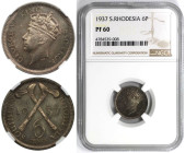 Weltmünzen und Medaillen, Südrhodesien / Southern Rhodesia. George VI. 6 Pence 1937. Silber. KM 10. NGC PF 60