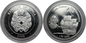 Weltmünzen und Medaillen, Tonga. ABEL TASMAN DE HEEMSKERCK. 1 Pa'anga 2005. 28,28 g. 0.925 Silber. 0.84 OZ. KM 219. Polierte Platte, in Münzkapsel