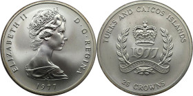 Weltmünzen und Medaillen, Turks und Caicos Inseln / Turks and Caicos Islands. 25. Regierungsjubiläum von Elisabeth II. 25 Crowns 1977. 43,75 g. 0.925 ...