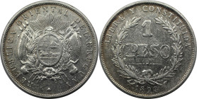 Weltmünzen und Medaillen, Uruguay. Republik, seit 1830. 1 Peso 1893. Silber. KM 17a. Sehr Schön