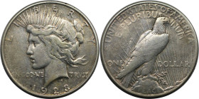 Weltmünzen und Medaillen, Vereinigte Staaten / USA / United States. "Peace Dollar". 1 Dollar 1923 S. Silber. KM 150. Sehr schön