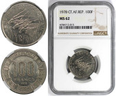 Weltmünzen und Medaillen, Zentralafrikanische Republik / Central African Republic. Bokassa I. 100 Francs 1978. Nickel. KM 8. NGC MS 62