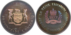 Medaillen und Jetons, Gedenkmedaillen. Canada. "Province de L'Ontario La Reine Elizabeth II Jubile D'argent 1952-1977." Medaille 1977. Rand: № 00193. ...