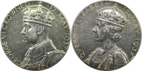 Medaillen und Jetons, Medaillen und Jetons alle Europa. Großbritannien. George VI. Silbermedaille 1937, von P. Metcalfe. Auf seine Krönung. Vs.: Gekrö...