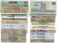 Banknoten, Ägypten / Egypt, Lots und Sammlungen. 3 x 25 Piastres ND, I-II, 25 Piastres 1975 (P.032) II, 25 Piastres 1978 (P.33) II, 50 Piastres 1981 (...