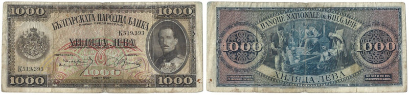 Banknoten, Bulgarien / Bulgaria. 1000 Leva 1925. Pick: 48. III-